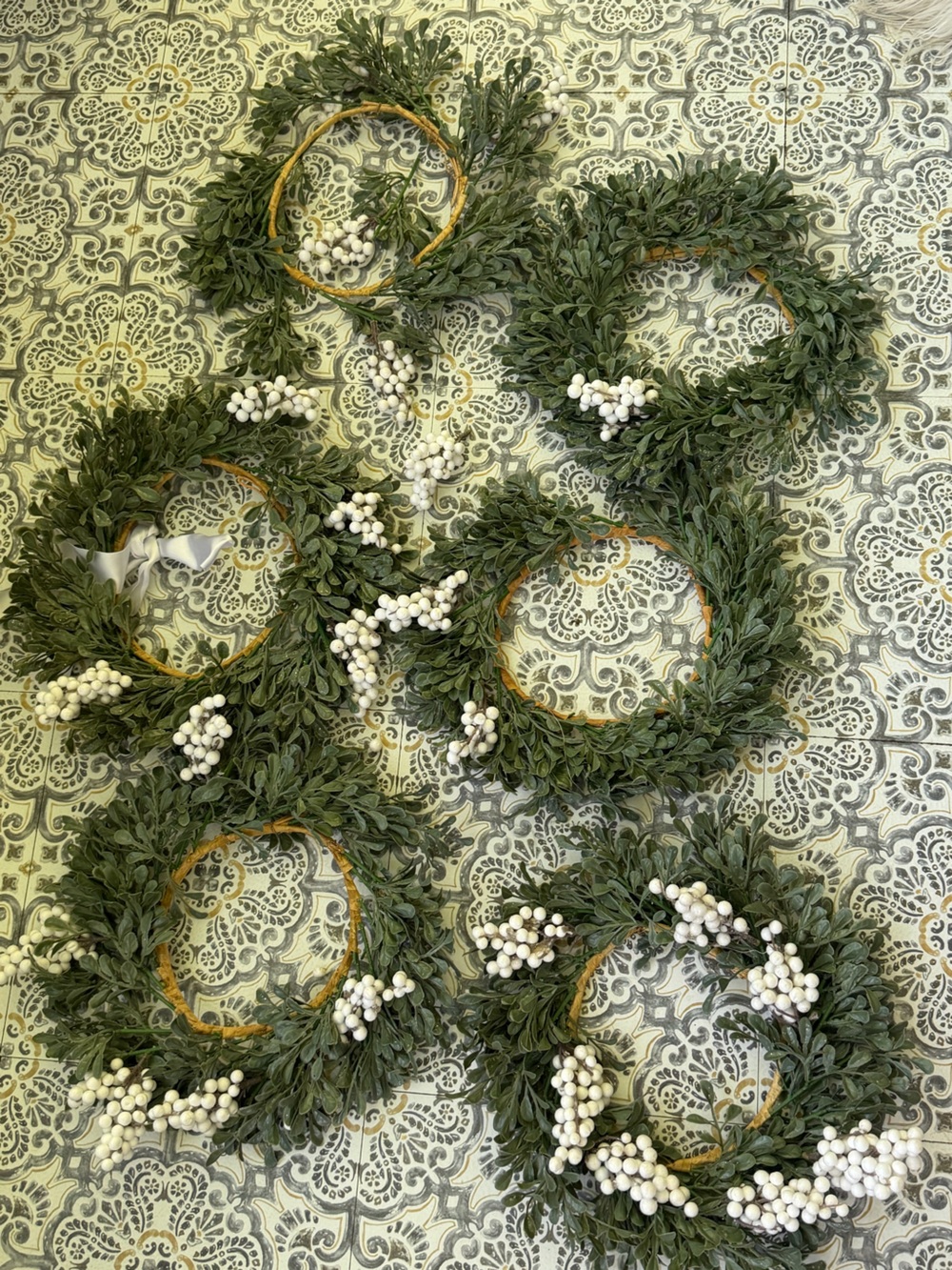 Boxwood Holiday Wreath with White Berries - Home Holiday